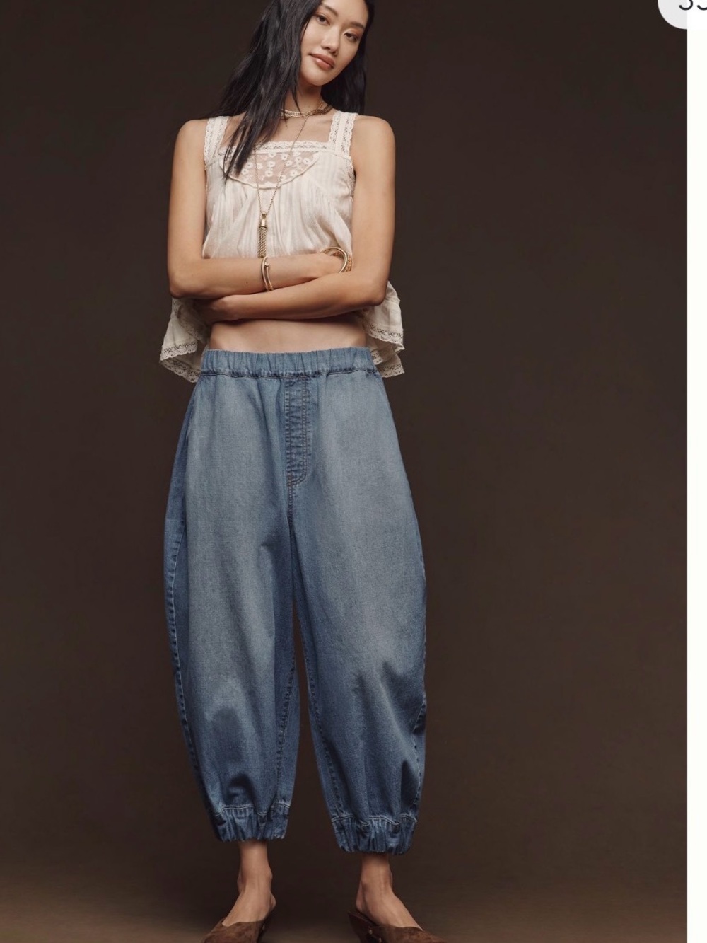 Pilcro High-Rise Crop Pull-On Jogger Jeans Blue Size Small NEW